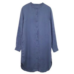 Mandarin Collar Long Sleeve Shirt Dress